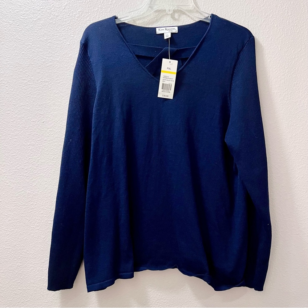 Kim Rogers Women’s Petite XL Navy Blue Sweater Long Sleeves